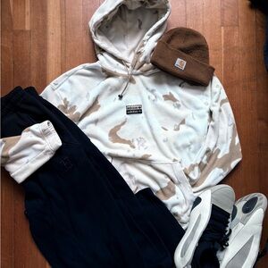 adidas Cream and Brown Camouflage Hoodie